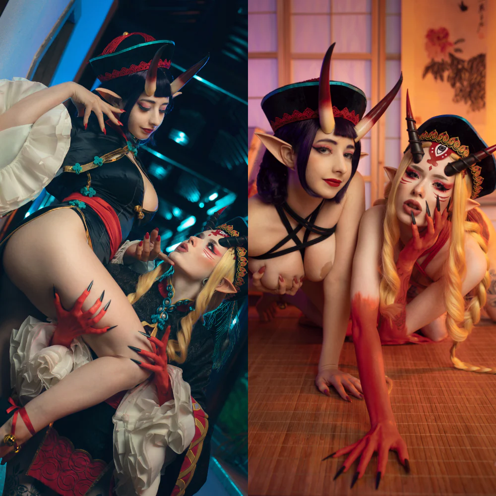 Shuten x Ibaraki Zombie Cosplay Collab (ft. Valeria Cosaria) HD Photoset Bundle - Digital Download